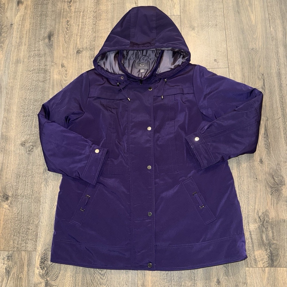 Gallery New York Women XXL Purple Quilted Hooded Rain Jacket SoftShel Snow Coat